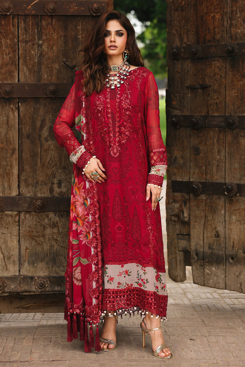 Charizma Vasal VSL25-25 Red Embroidered Chiffon Pakistani Suit