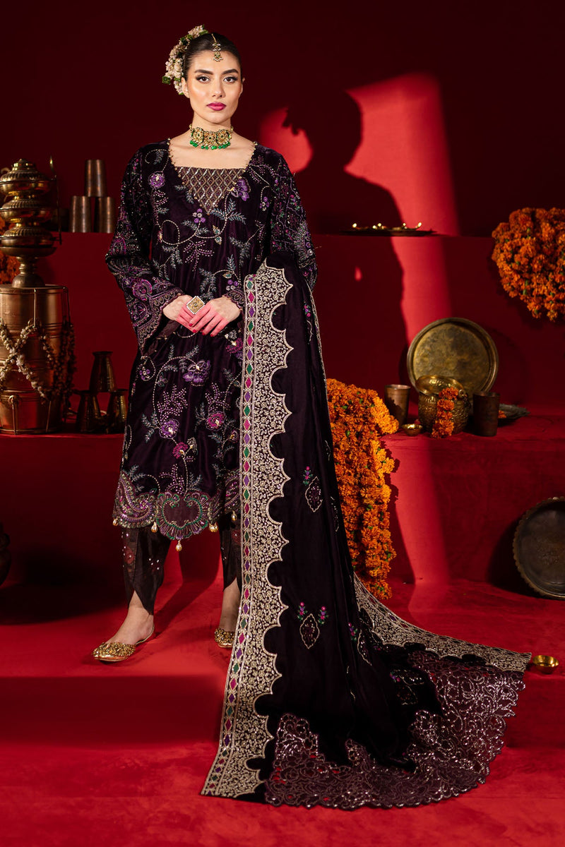 Nureh Maya Velvet NW-91: Exquisite Purple Pakistani Velvet Suit for ...