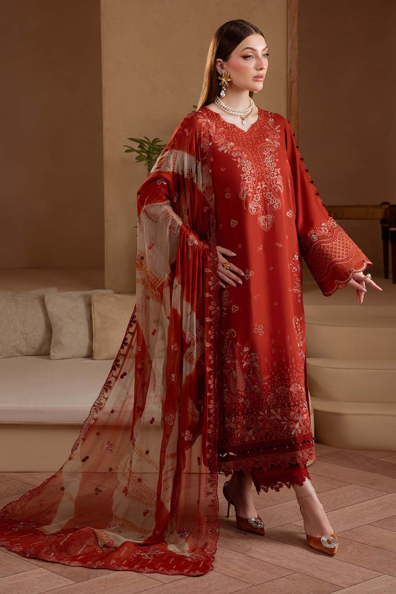 Embroidered Red Karandi Pakistani Suit | Fall Winter Formal Wear Dress   YourLibaas