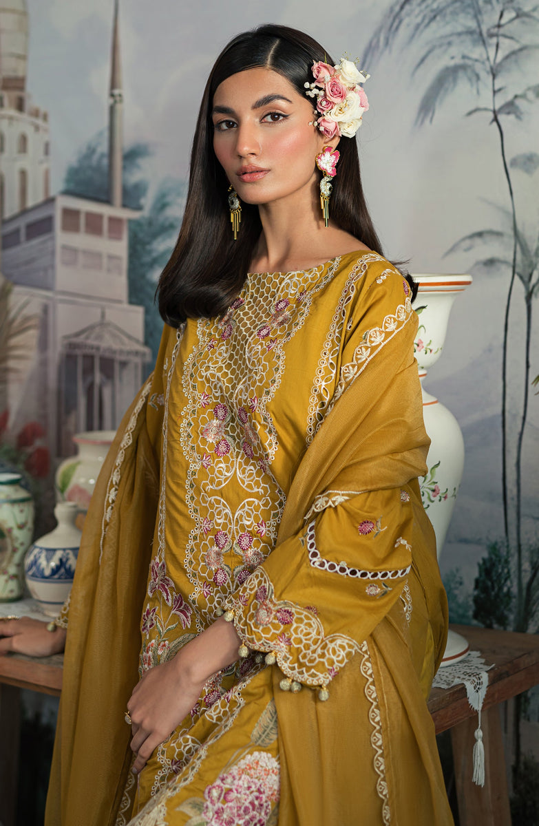 Ayra By Emaan Adeel Embroidered Lawn Suit Unstitched 3 Piece EA24AL AR-10 - Luxury Summer Collection