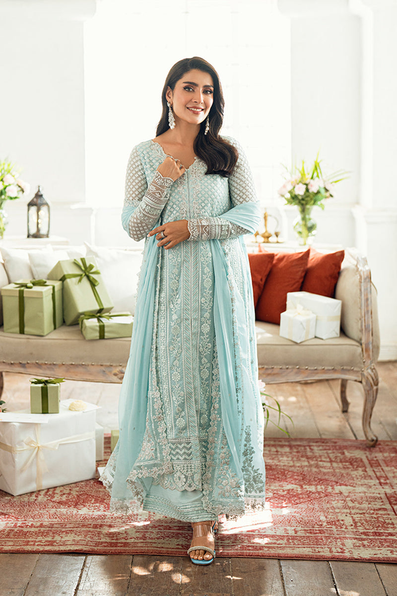 Azure Pret Embellished Raw Silk 2 Piece Suit Artctic Glow main image 0