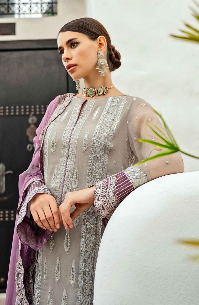 Freesia Luxury Formals Embroidered Chiffon Suit Unstitched 3 Piece FRE24L Taiel FW23515 - Formals Collection