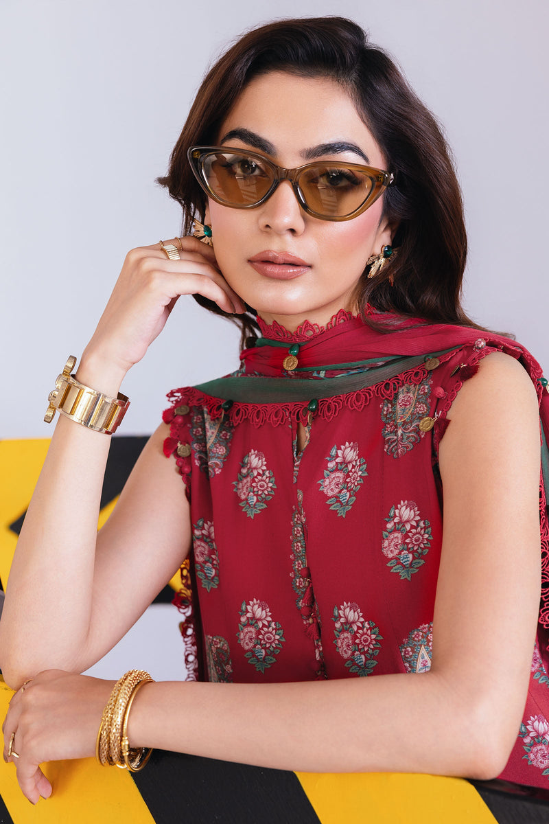 Red Printed Linen Pakistani Suit | Maria.B Winter Collection ...