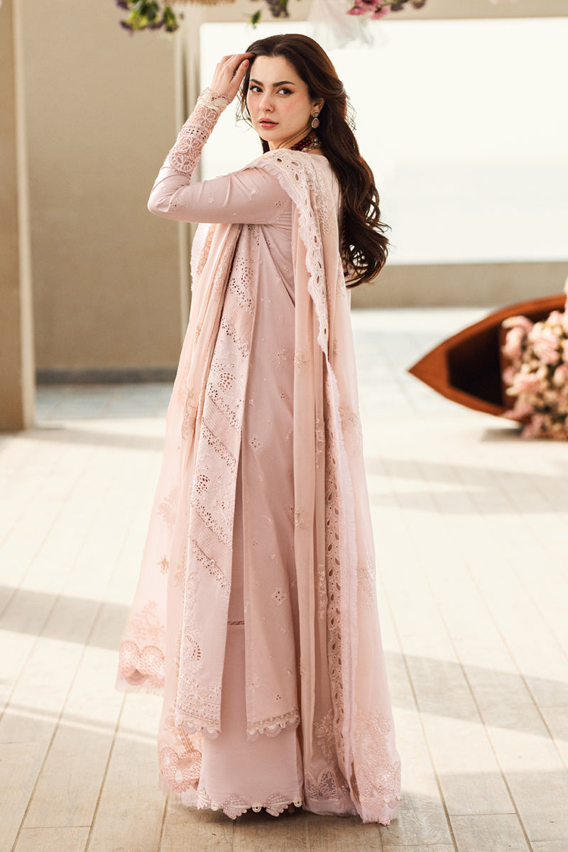 qalamkar pink dress QALAMKAR PINK CHIKANKARI LAWN EMB DRESS 3PC Emarlad Wear