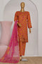 HZ Print & Needle RTW/Stitched Cutwork Lawn 3PC Suit – D-407 ORANGE
