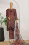 HZ Print & Needle RTW/Stitched Cutwork Lawn 3PC Suit – D-412 BROWN