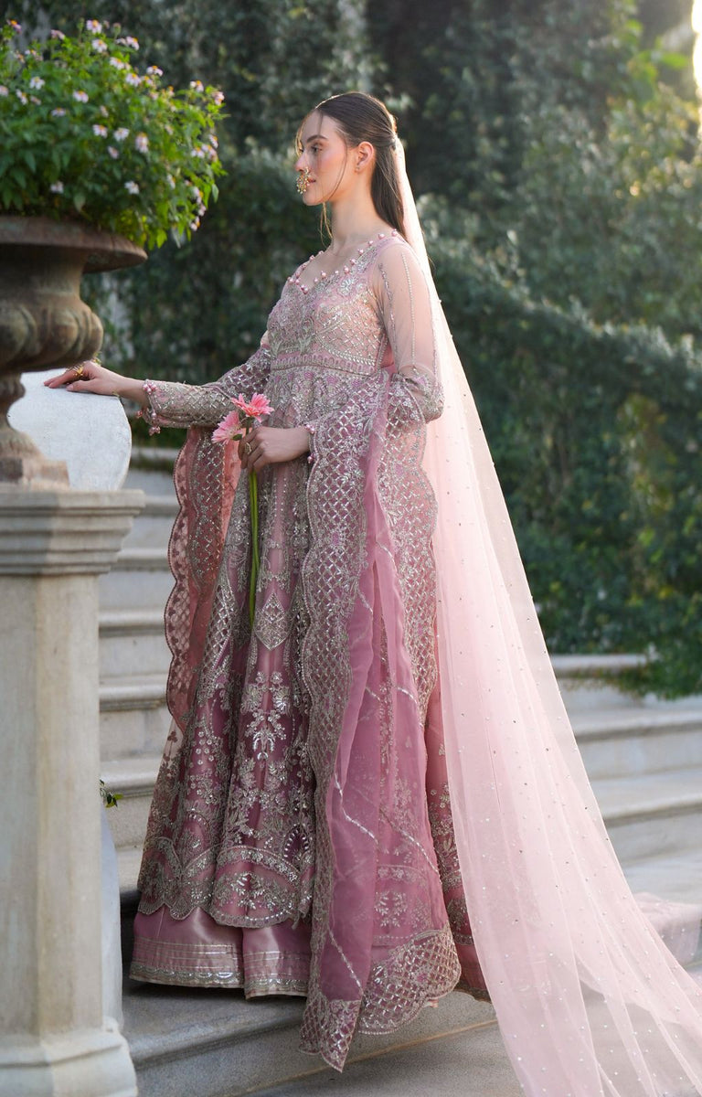 Pink Embroidered Net Pakistani Dress