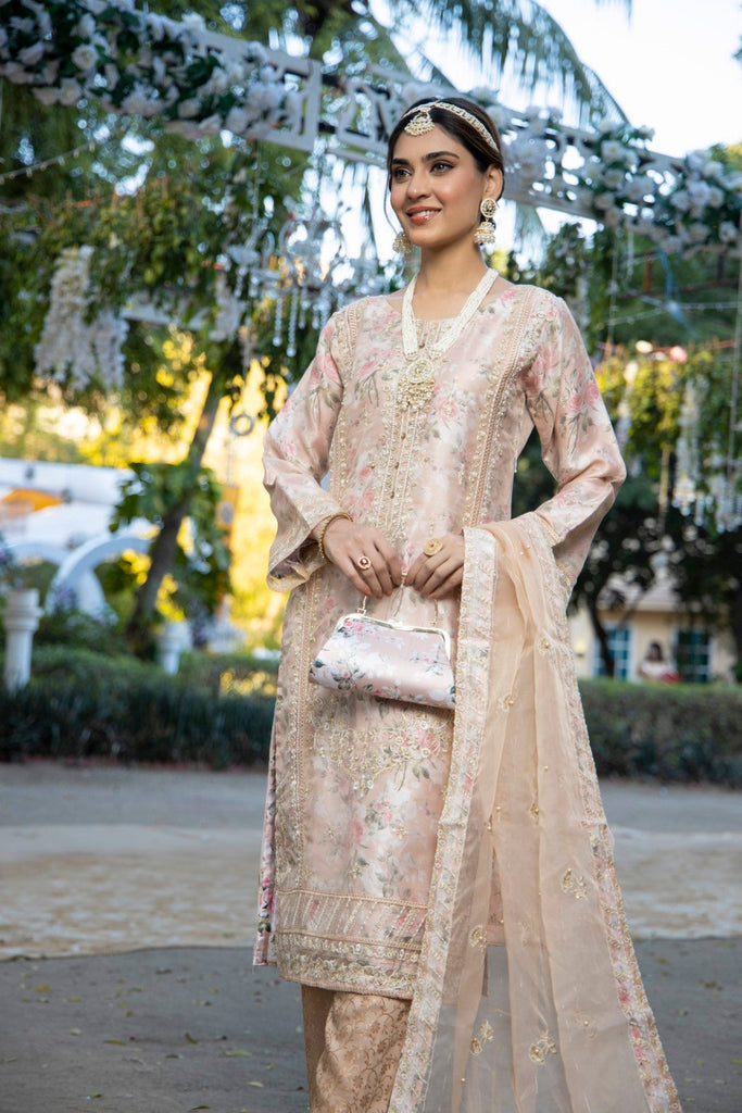 Miraas Semi-Stitched Festive Formals with Clutch – D-1