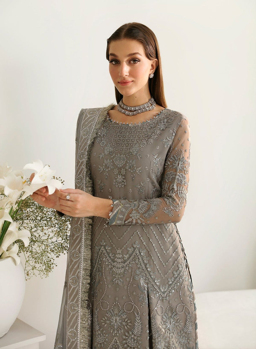 La Ruhe By Alizeh Embroidered Chiffon Suit Unstitched 3 Piece AFB24L 2180 Hana - Formal Collection
