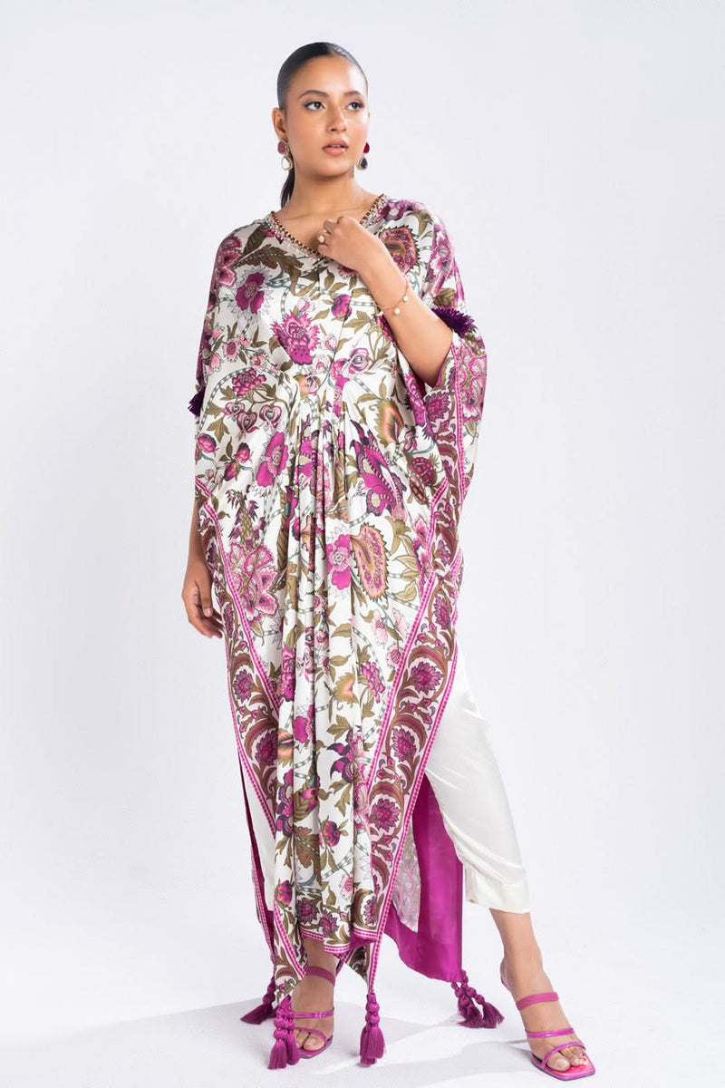 Alkaram Chamois Silk Suit With Printed Tissue Silk Dupatta