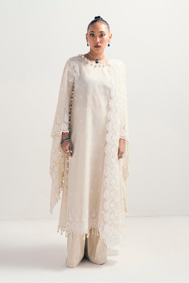 Gul Ahmed Off White Chikankari 3-Piece Pakistani Lawn Suit