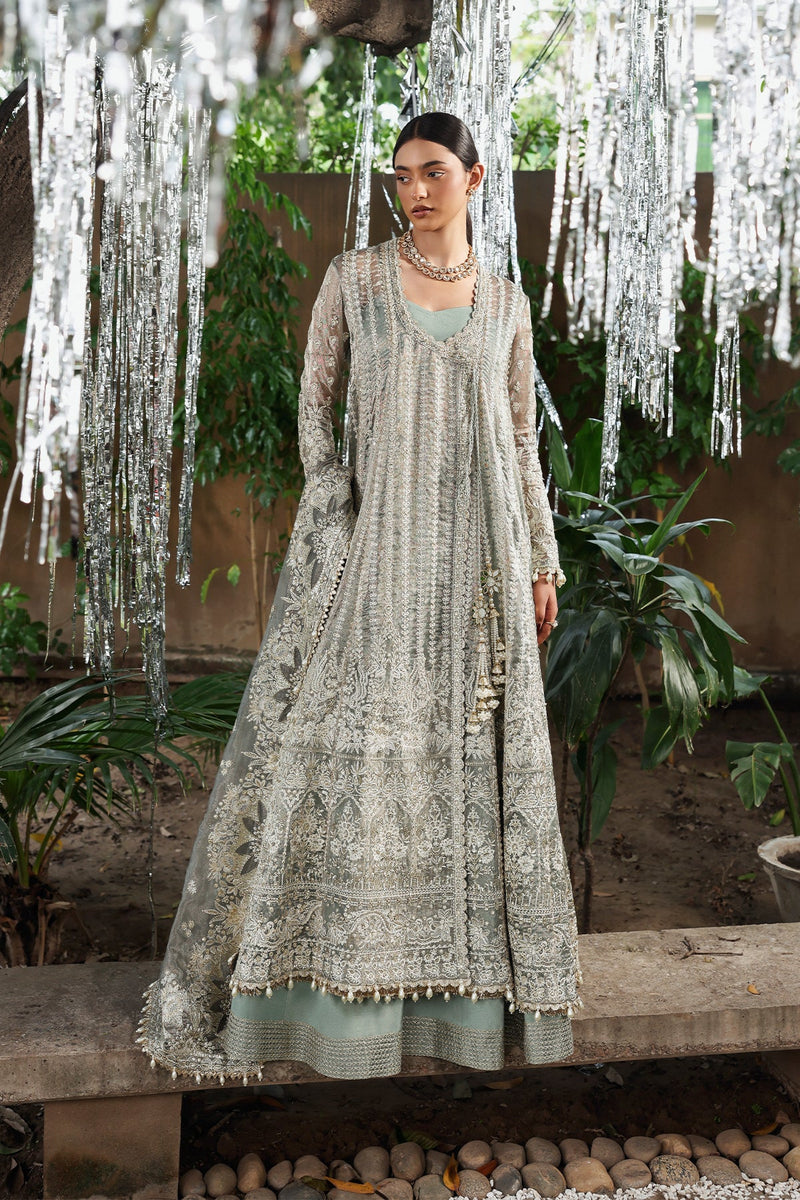 Afrozeh Dusty Grey Viscose Pakistani Suit | Embroidered Wedding