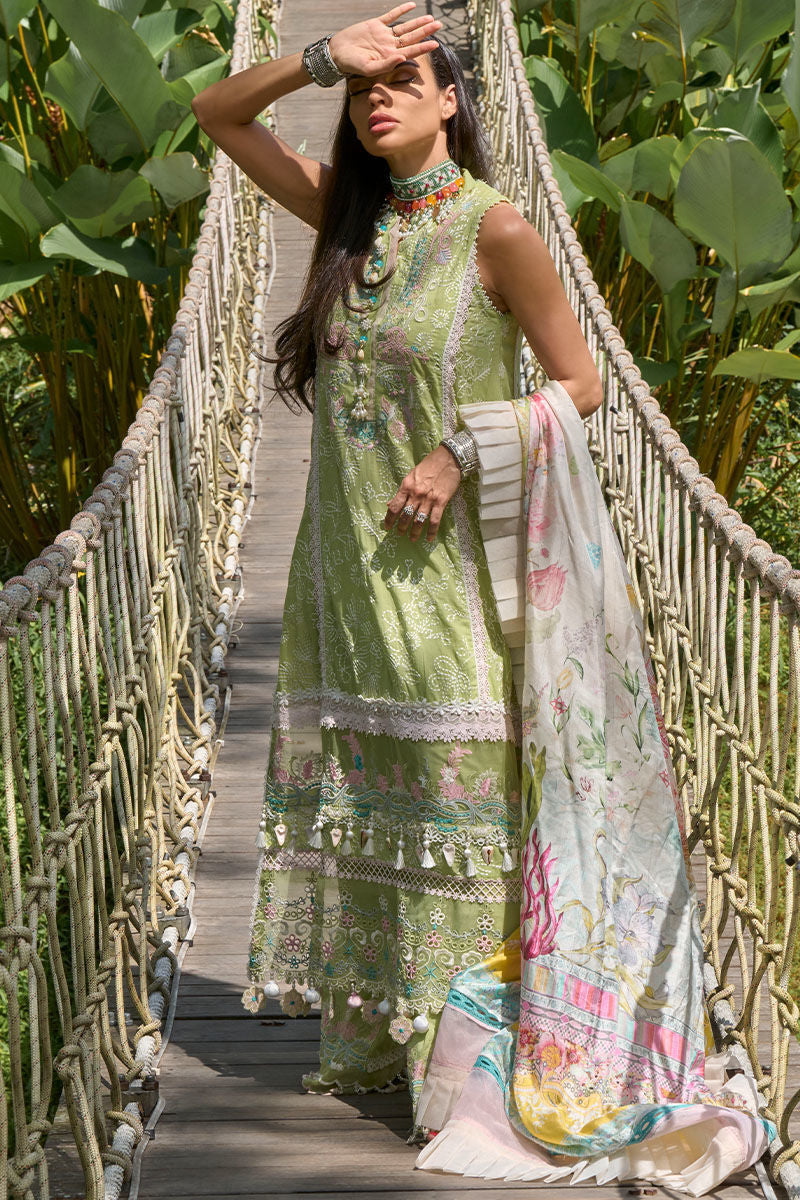 Zoha by Ansab Jahangir Embroidered Lawn Suits Unstitched 3 Piece ANJ24Z D-08 Ylang - Luxury Collection