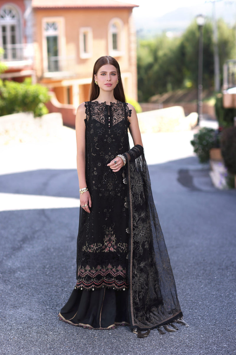 Noor by Saadia Asad Black Chiffon Formal Pakistani Suit D7-Zira