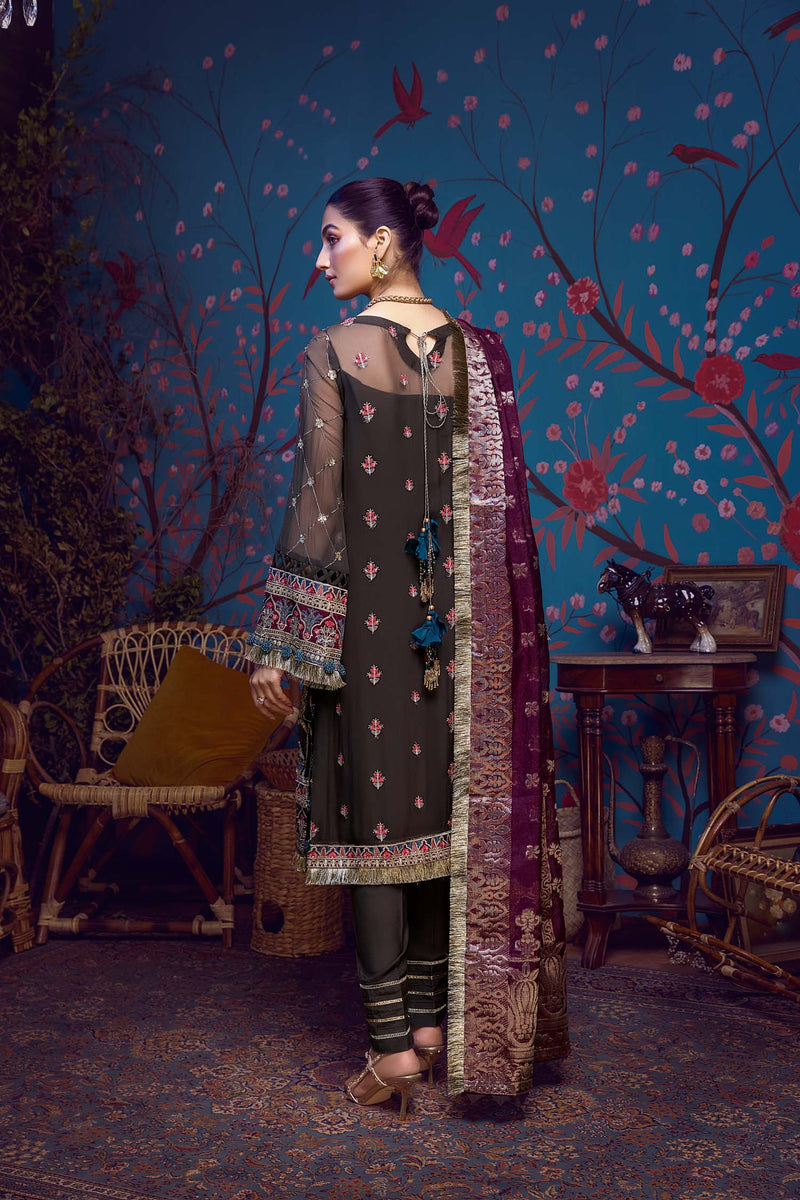 Rosa Blanca by Adan's Libas Embroidered Chiffon Suits Unstitched 3 Piece AL21RB D-04 Radiant Floral - Luxury Collection
