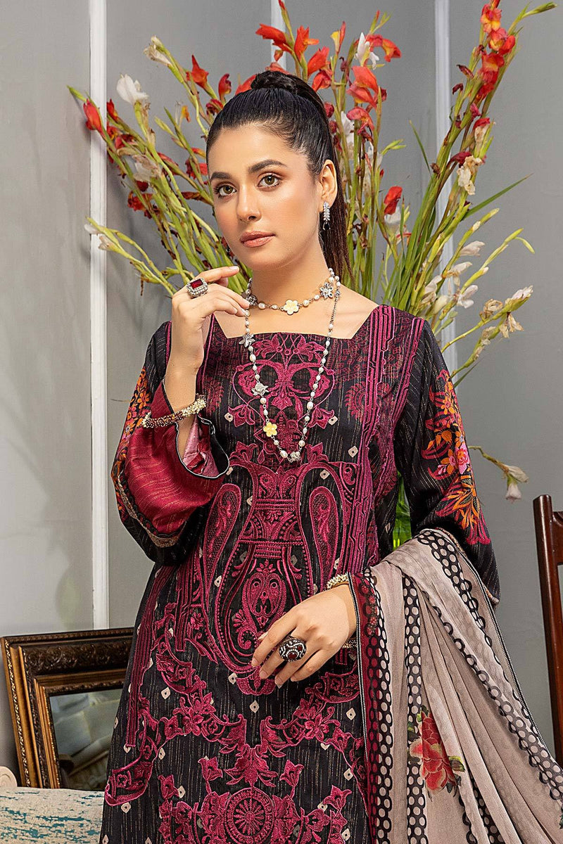 Bin Rashid by Charizma · Embroidered Linen Masoori with Chiffon Dupatt