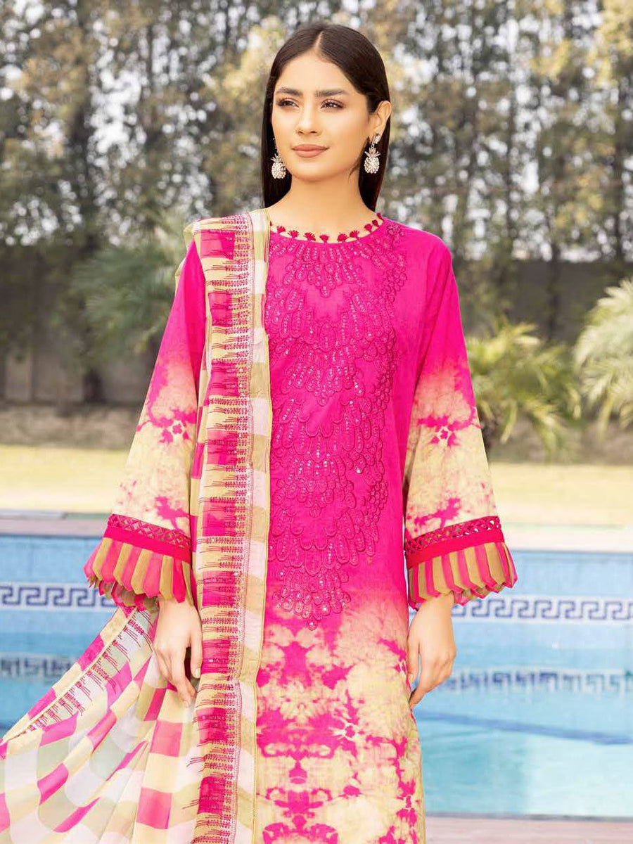 Combination by Charizma Unstitched Embroidered Luxury Lawn 3 Piece Suit CHR26UC CC6-10 - Summer Collection