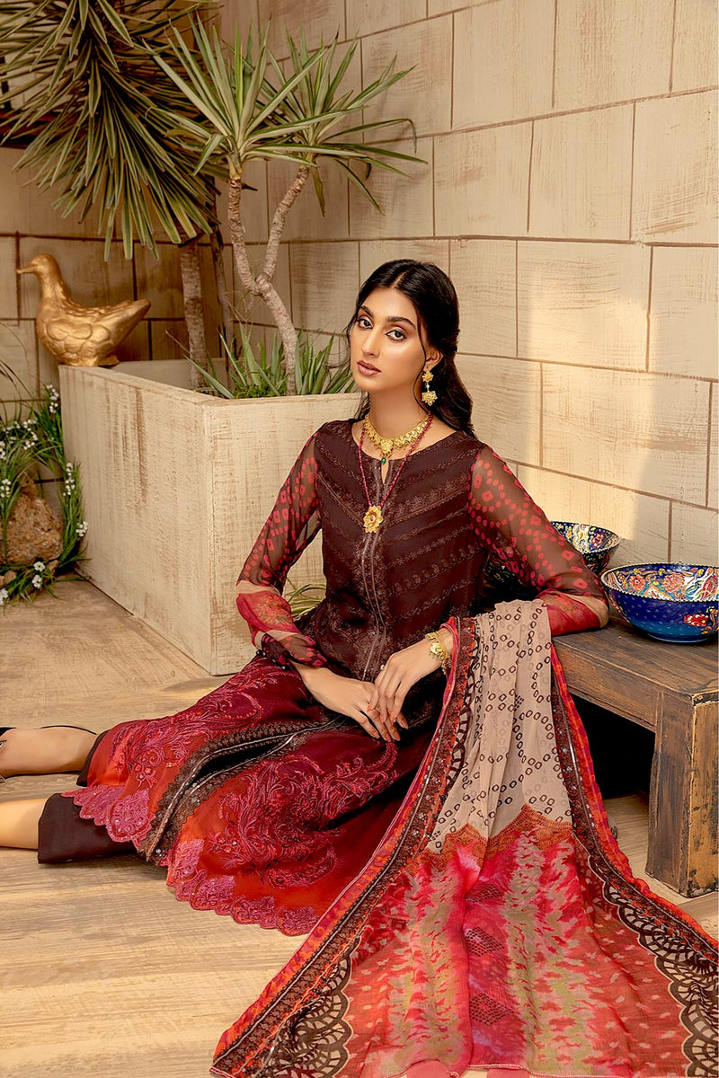 Vasal by Charizma Embroidered Chiffon Suit Unstitched 4 Piece CR25VC VSL25-01 - Luxury Collection