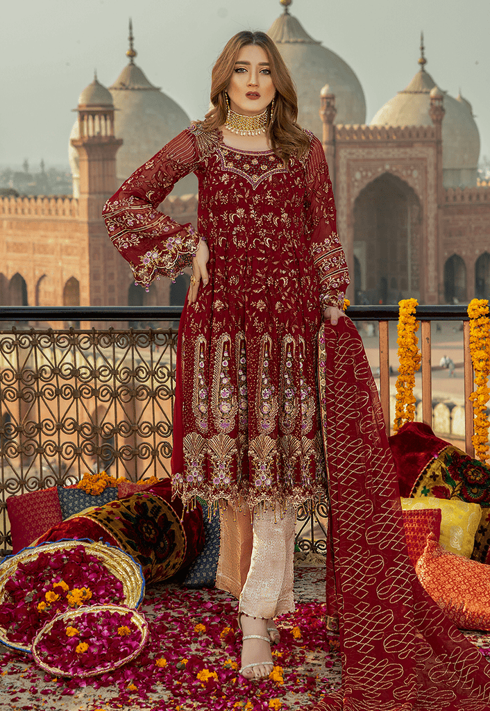 Maryam's Premium Luxury Embroidered Chiffon Collection Vol 5 – MP-150 Garnet