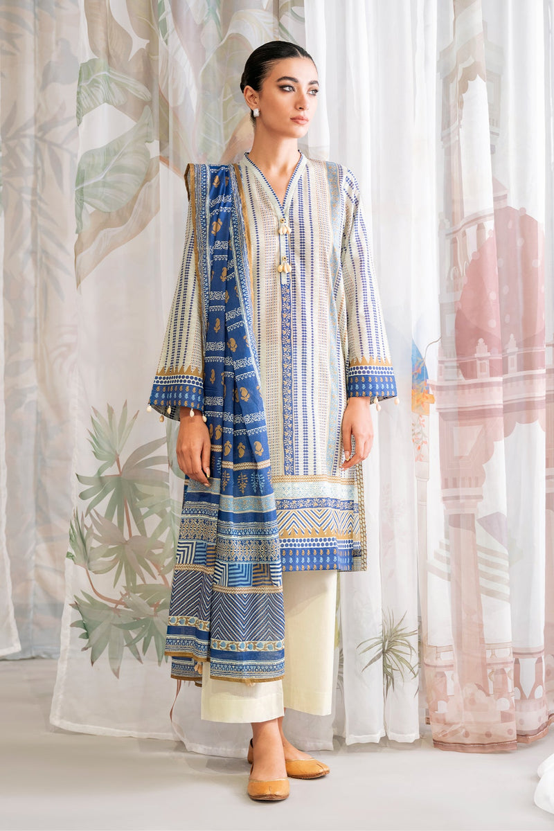 Spring Summer by Sahar Pret Embroidered Cambric 3 Piece Suit Midnight Sapphie