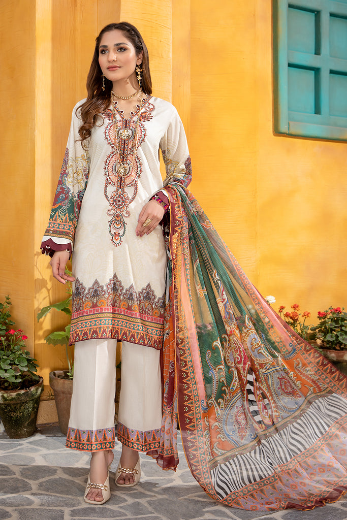 Jahanara Summer Lawn Collection 2022 – J16-01 Floral White