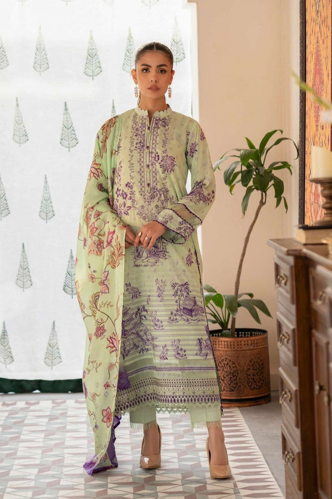 Morja Embroidered Lawn with Silk Dupatta by GullJee – Design-05