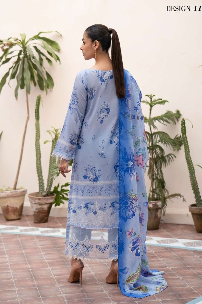 Gulljee Morja Ready Made Embroidered Printed Lawn