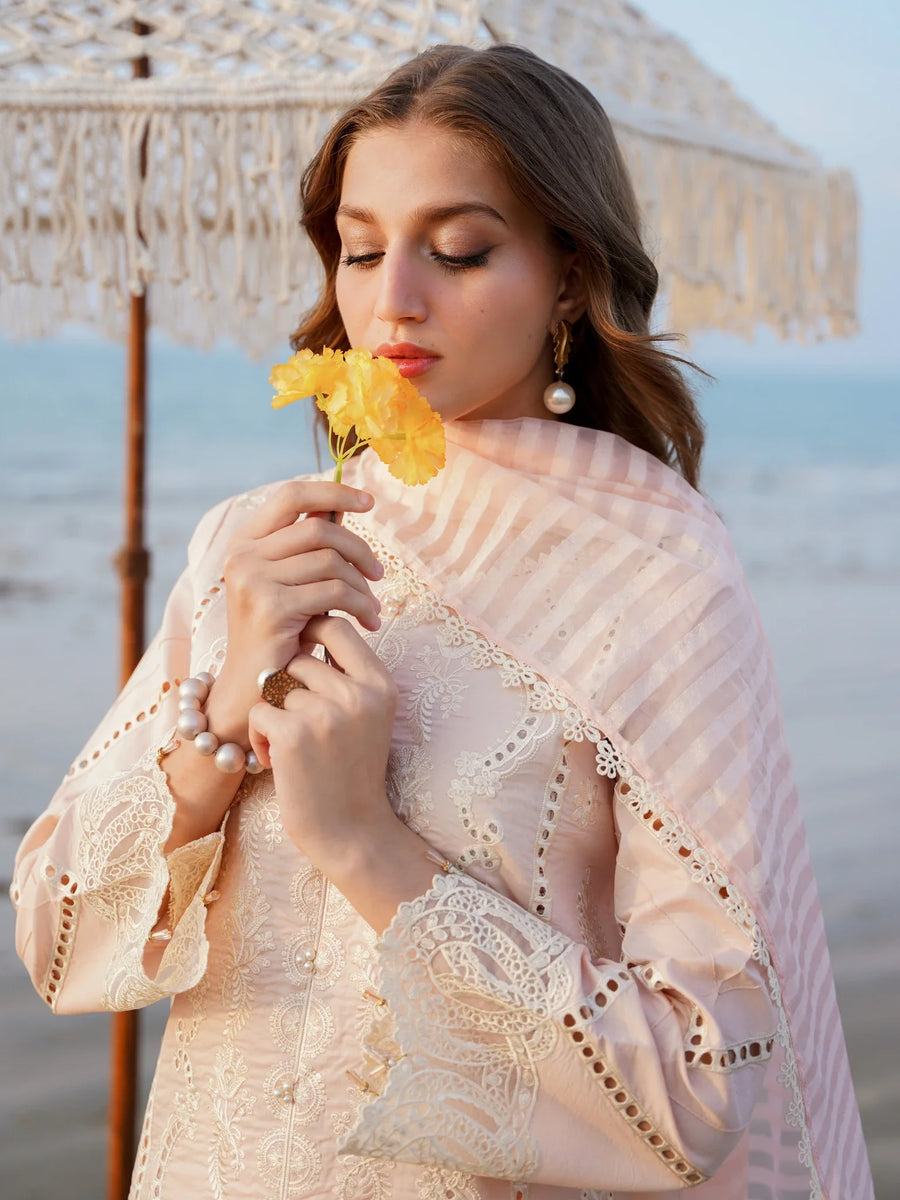 Saagar by Aabyaan Unstitched Embroidered Luxury Lawn 3 Piece Suit ABY26USL AL-4 Noor - Festive Collection