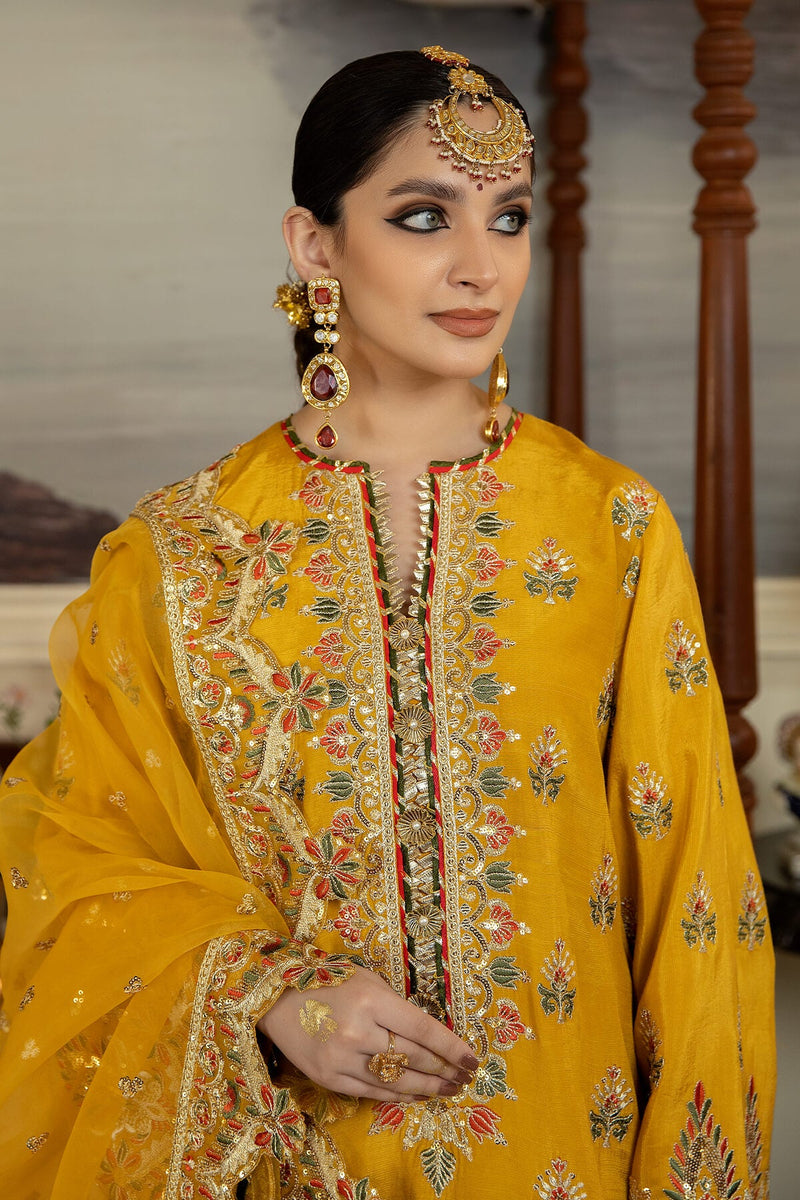 Jahaan Ara By Serene Premium Embroidered Raw Silk Suits Unstitched 3 Piece SP23JA SRS-04 Noor Ul Sabah - Luxury Collection