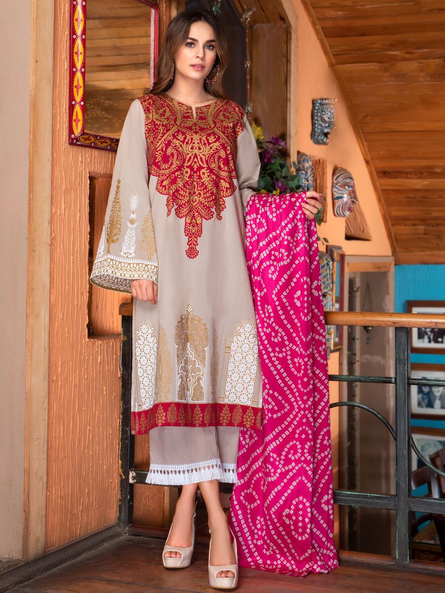 Autumn Ready to Wear Cambric 3 Pcs Dress by Limelight 35