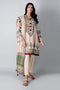 Khaadi Spring Collection 2021 – 3PC Suit · Printed Suit · A21110 Beige