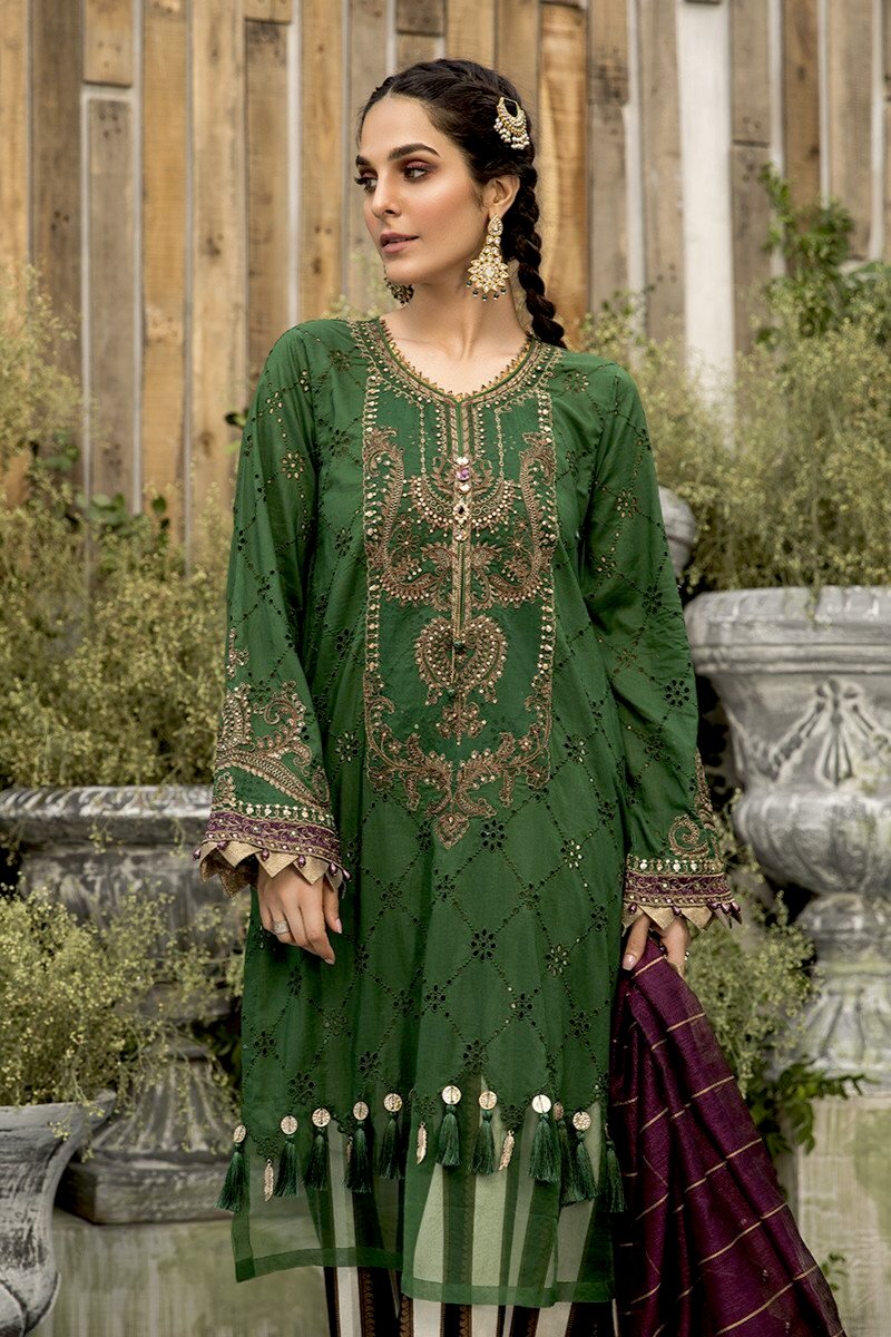 slim fit dress slacks Maria B Luxury Formal Light Green Embroidered Pakistani Party Dress Ready to Wear / Large main image 1