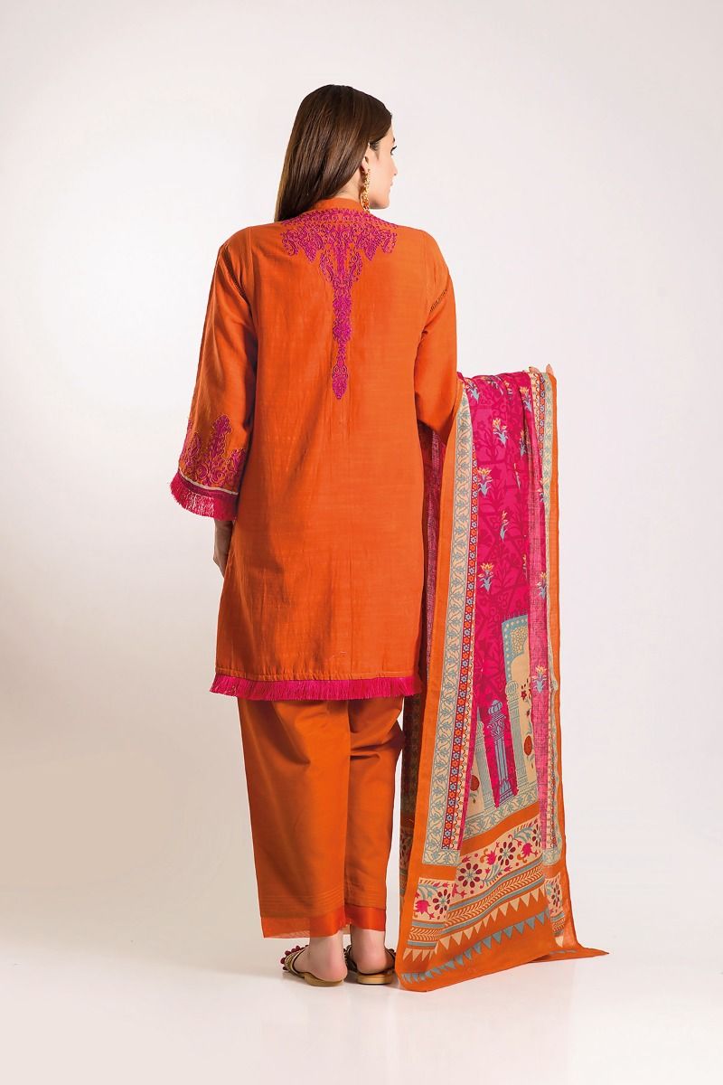Khaadi Winter Vibe Collection 2019 – KO19513 Orange 3Pc – YourLibaas
