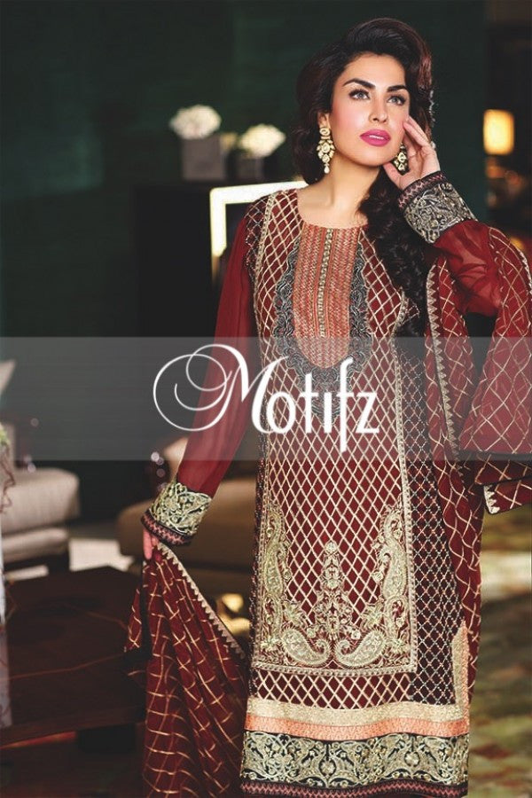 Motifz Embroidered Linen Suits Unstitched 3 Piece MT23L MWU04266 Morganite - Premium Collection