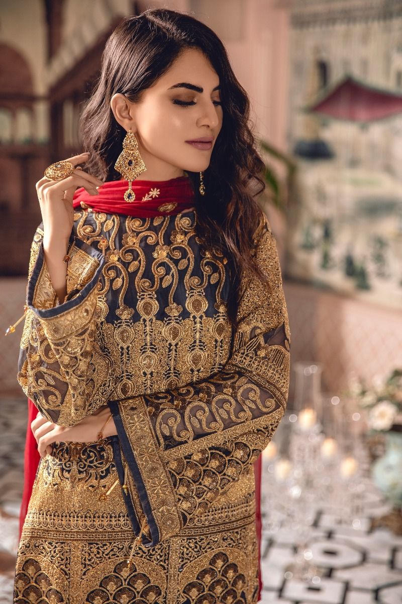 Maryum And Maria 3 Piece Embroirdered Chiffon Nuray | Fsu5604-1300