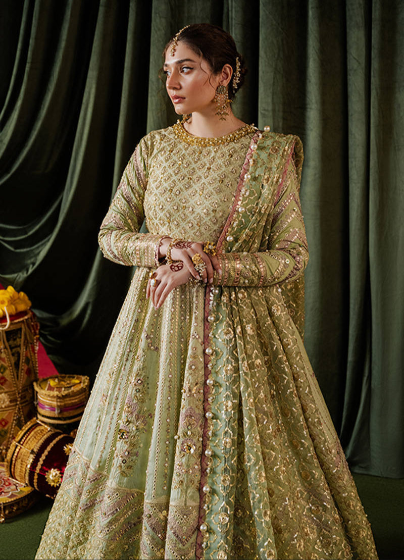 Mohsin Naveed Ranjha X Ramsha Khan Zarlish Mastani Green Silk Pakistani Wedding Suit YourLibaas Mohsin Naveed Ranjha X Ramsha Khan Zarlish Mastani Green Silk Pakistani Wedding Suit YourLibaas