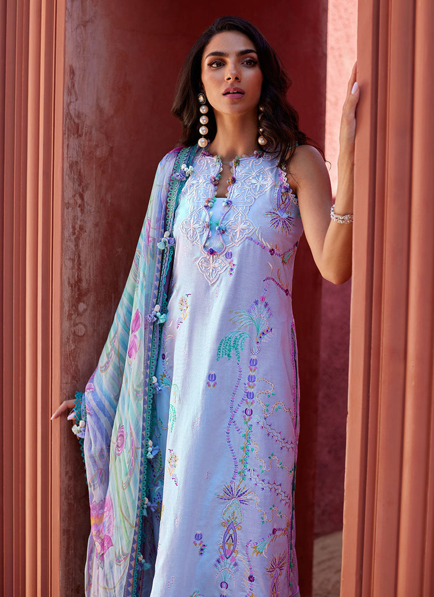 Farah Talib Aziz Callista Wedgewood Blue Pakistani Lawn Suit | Perfect ...