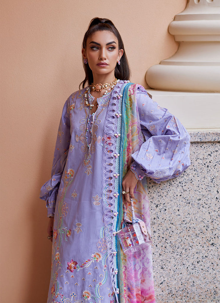 Wes by Farah Talib Embroidered Lawn Suits Unstitched 3 Piece FTA25WL FTA-09 Lilliana Lavender - Luxury Collection