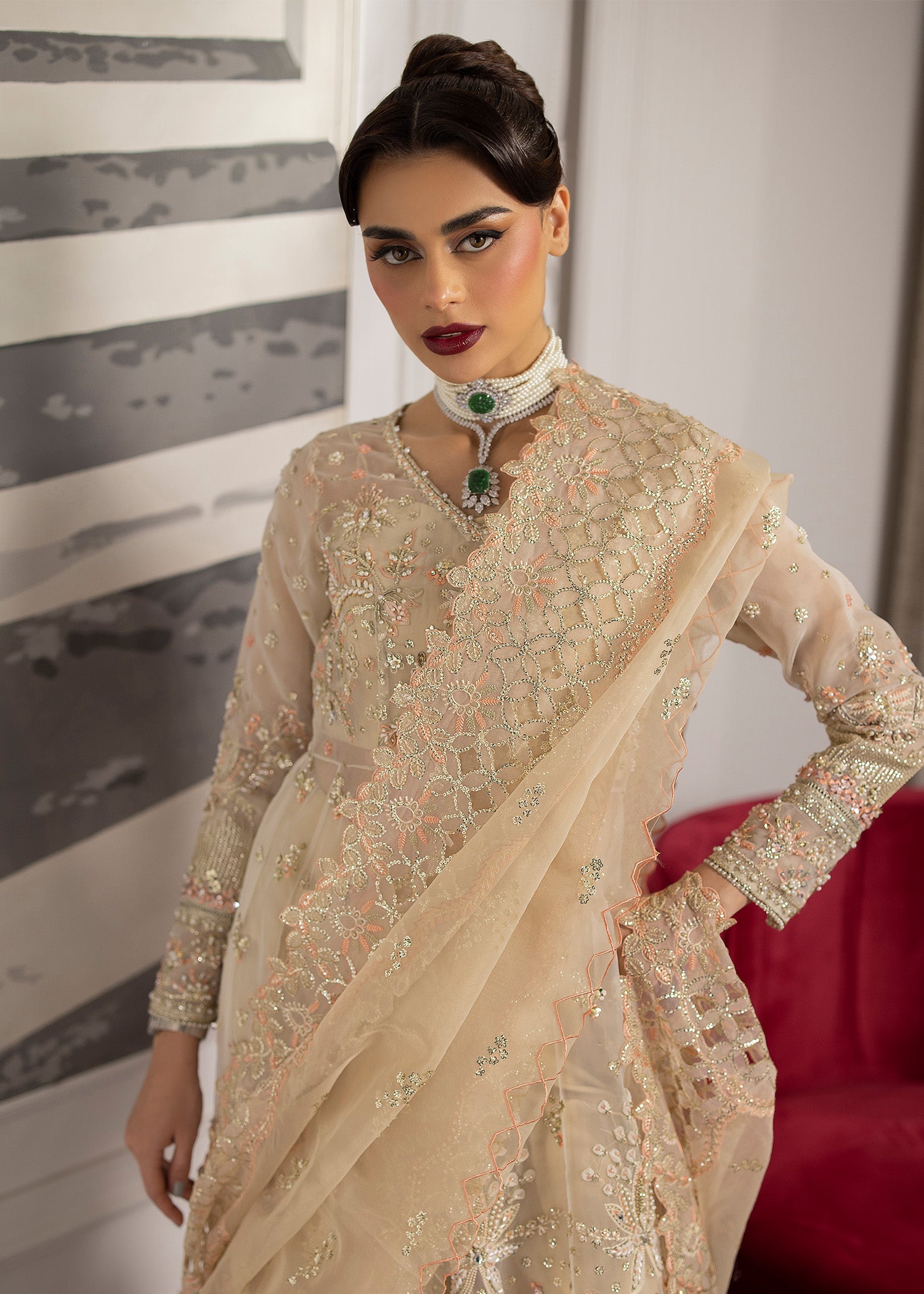 Sardinia La' More Off White Organza Pakistani Bridal Suit | Golden Whisper YourLibaas Sardinia La' More Off White Organza Pakistani Bridal Suit | Golden Whisper YourLibaas