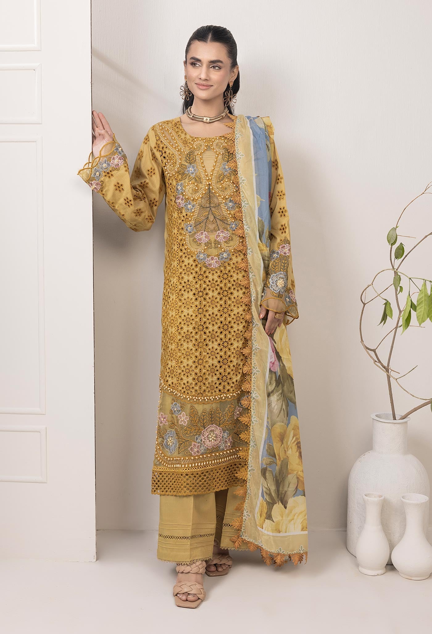 Retro by Adan's Libas Printed Lawn Stitched Kurtis ALRT D-14 main image 1