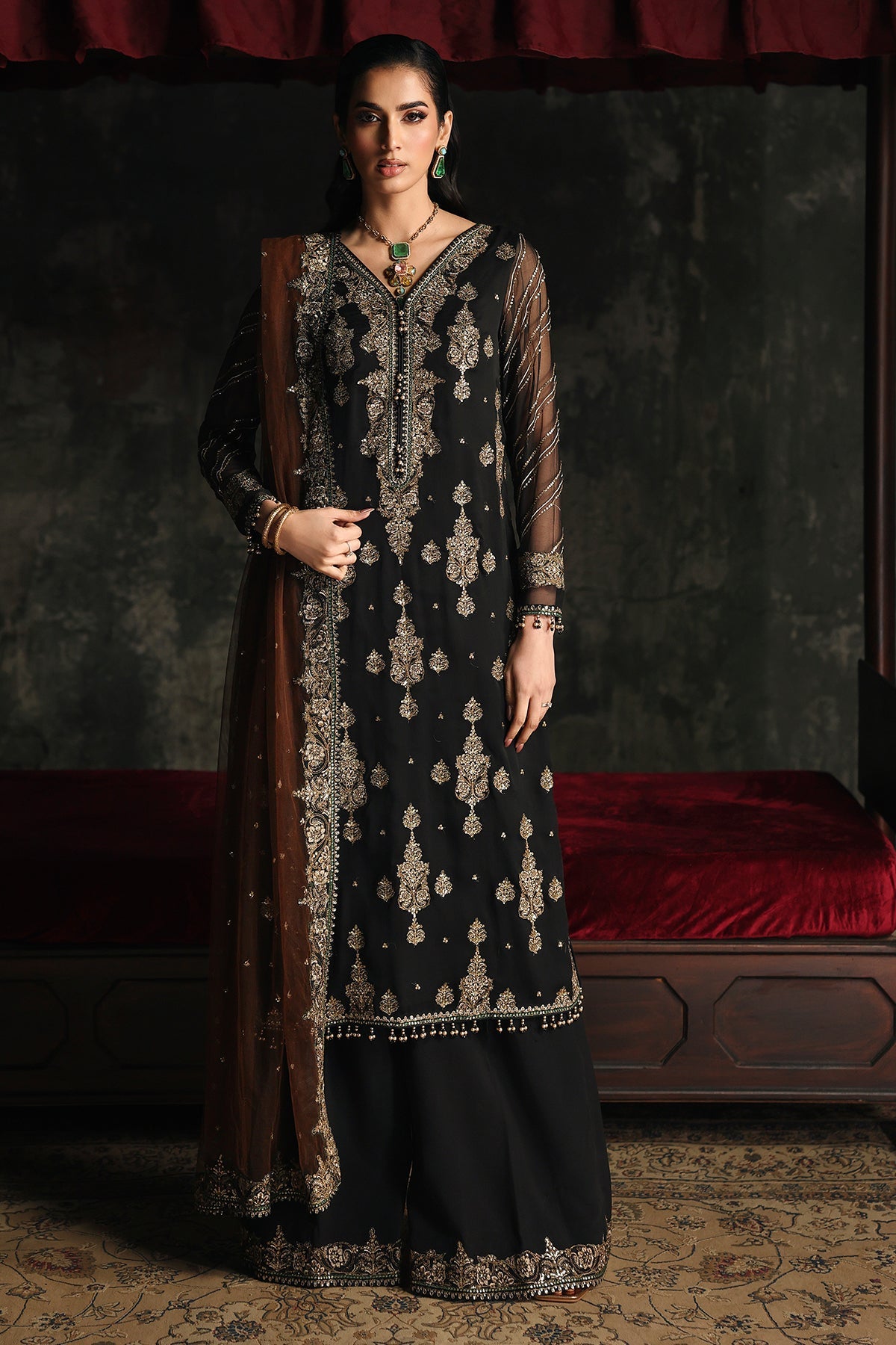 Charizma Black Embroidered Chiffon Pakistani Suit | Luxury Formal Wear YourLibaas Charizma Black Embroidered Chiffon Pakistani Suit | Luxury Formal Wear YourLibaas
