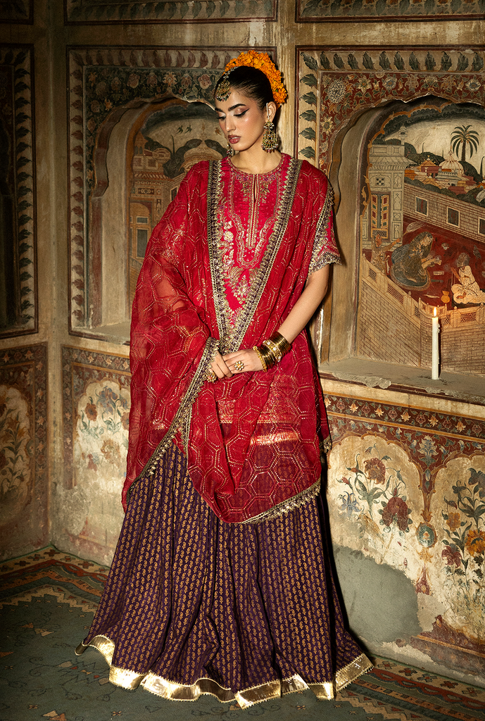 Gul Rukh Api Saad Shaikh GULRUKH | Embroidered Magenta Raw Silk Pakistani Dress for ...