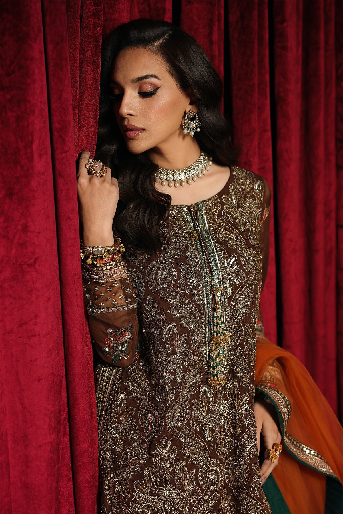 Brown Chiffon Pakistani Suit | Charizma Luxury Formal Dress for Weddings YourLibaas Brown Chiffon Pakistani Suit | Charizma Luxury Formal Dress for Weddings YourLibaas