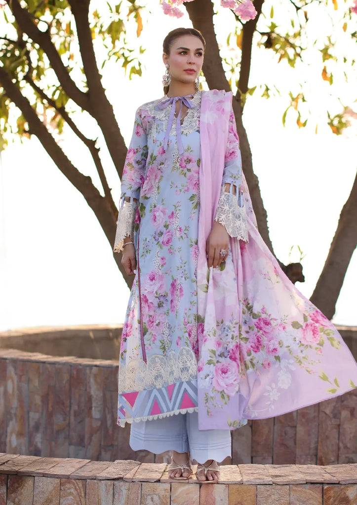 Elaf Prints Chikankari Lawn – ECK-04A OCEAN BLOSSOMS