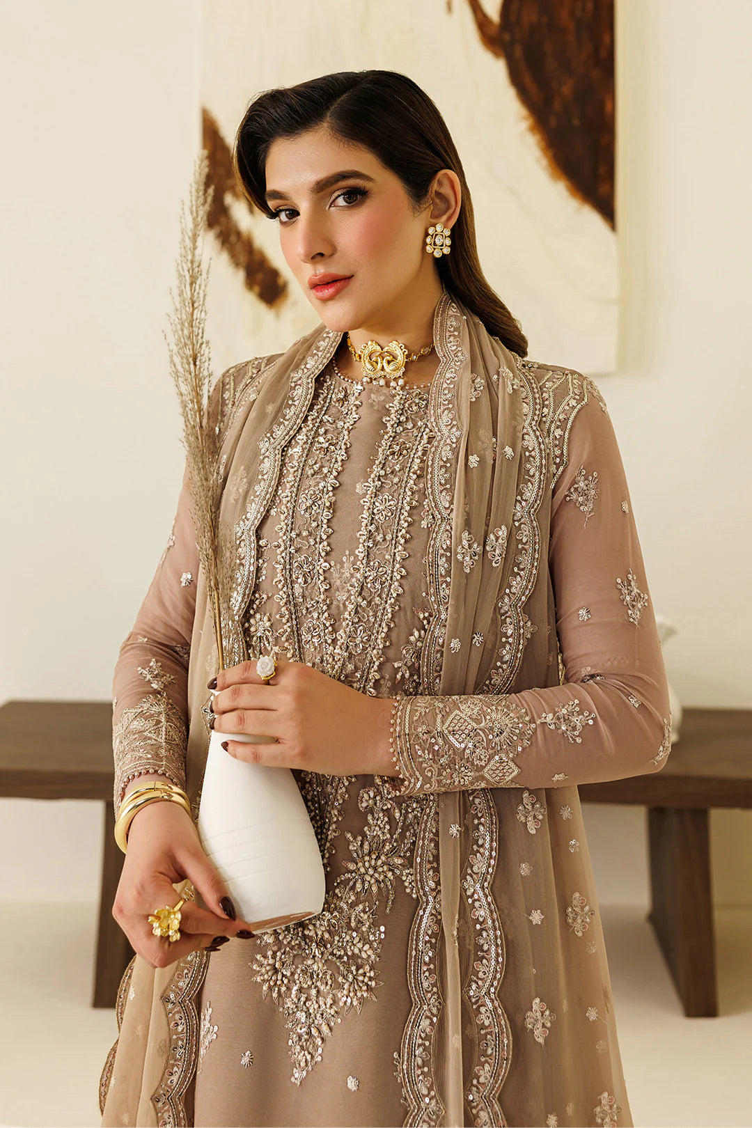 Elegant Peach Chiffon Pakistani Suit | Unstitched Festive Formal Dress YourLibaas Elegant Peach Chiffon Pakistani Suit | Unstitched Festive Formal Dress YourLibaas