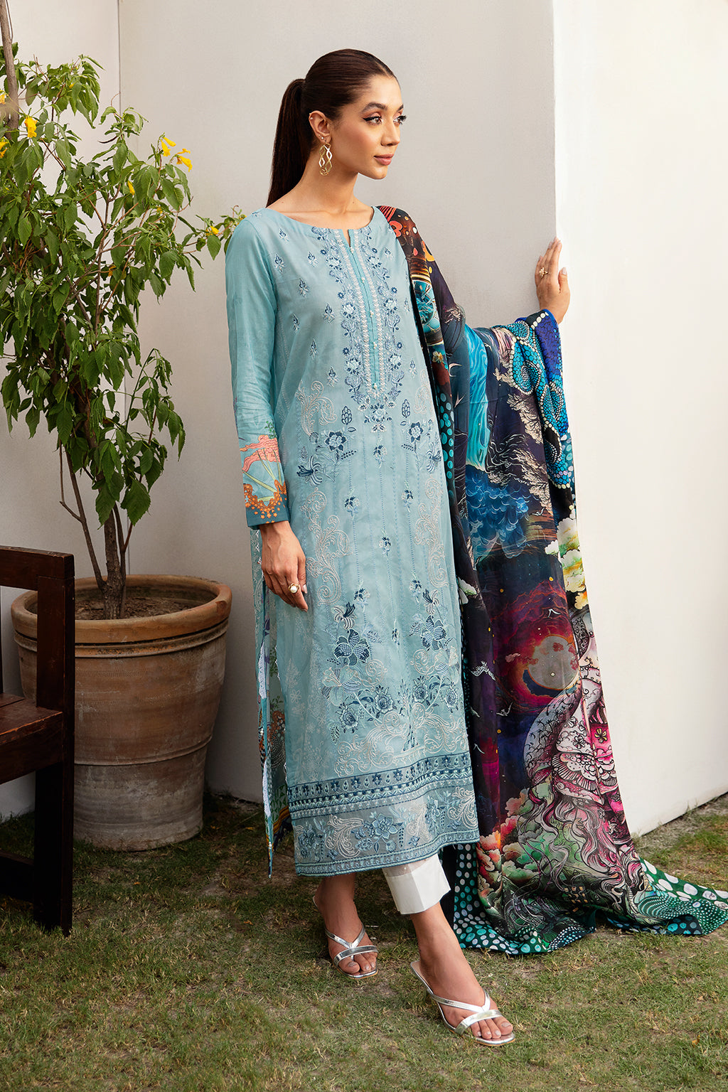 Ramsha Mashaal Embroidered Printed Lawn Dress