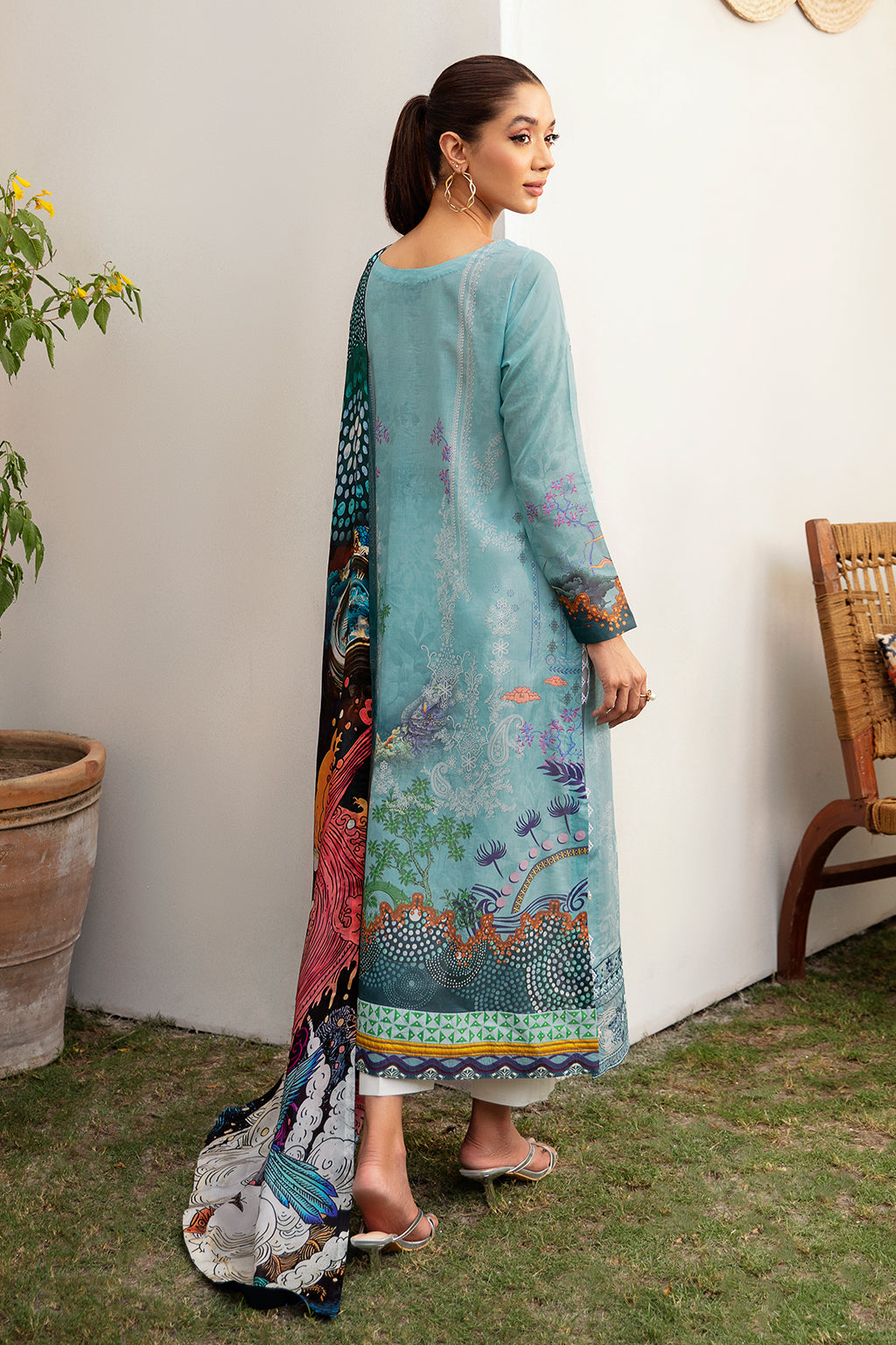 Ramsha Mashaal Embroidered Printed Lawn Dress