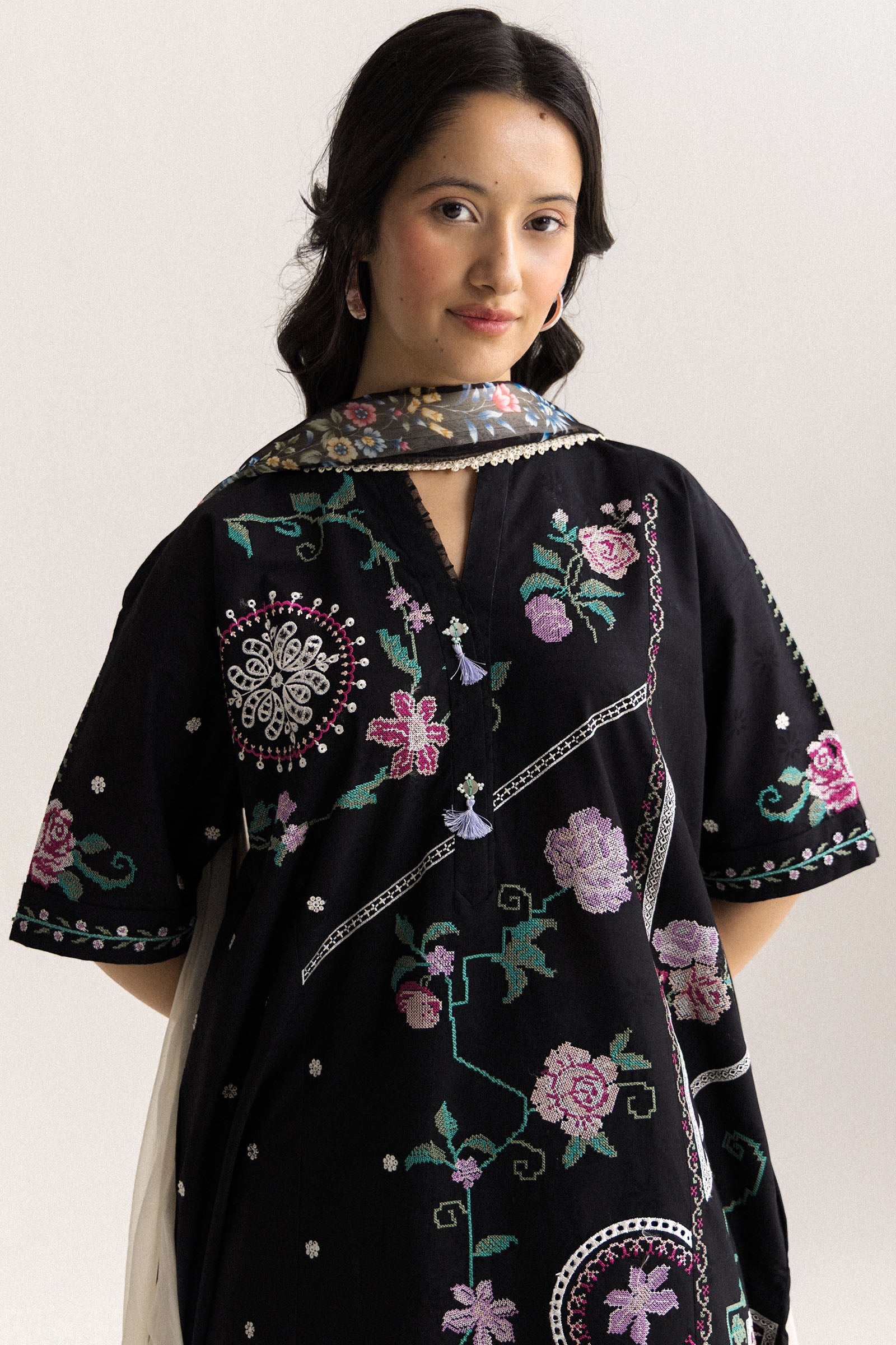 Black Embroidered Jacquard Pakistani Suit for Party Wear – YourLibaas