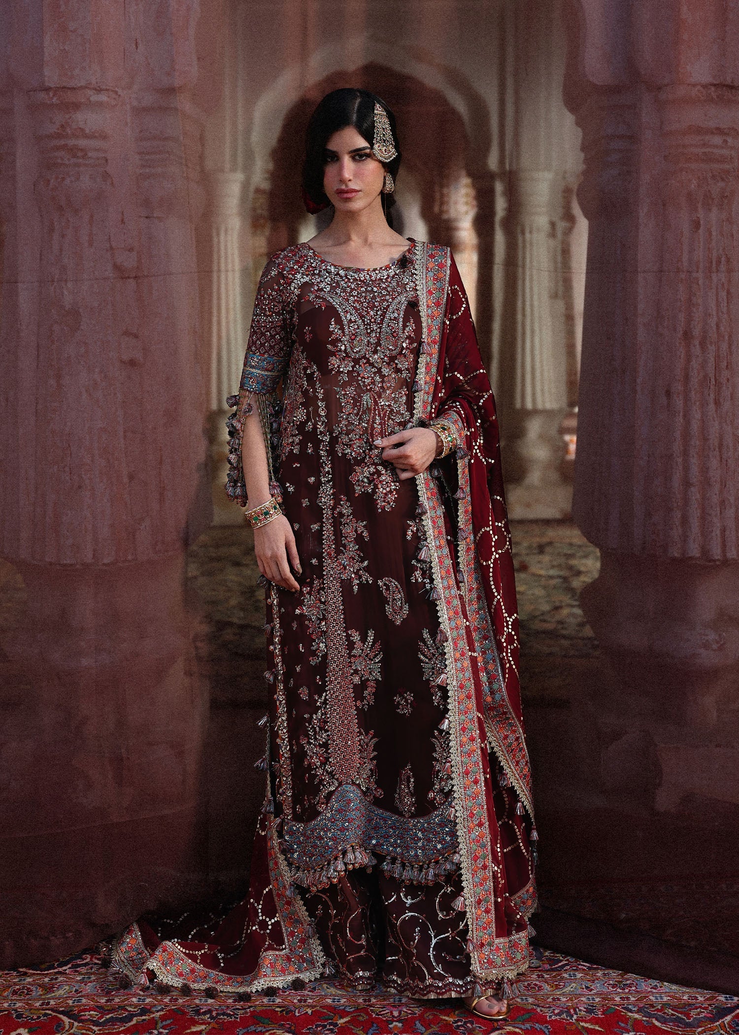 Apsara Dark Brown Embroidered Chiffon Suit | Pakistani Wedding Formal Dress YourLibaas Apsara Dark Brown Embroidered Chiffon Suit | Pakistani Wedding Formal Dress YourLibaas