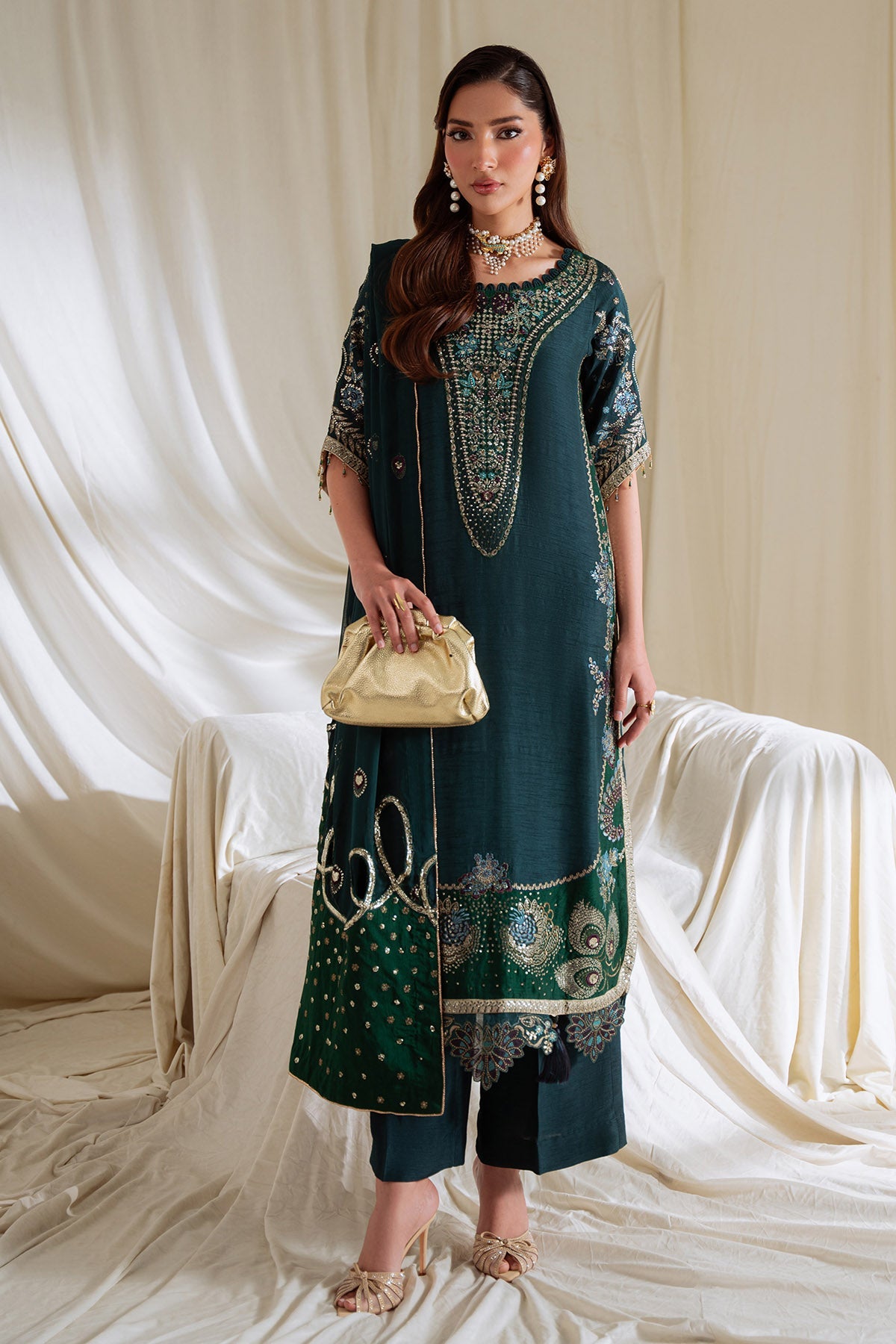 Teal Green Silk Pakistani Suit | Embroidered Formal Eid & Mehndi Dress YourLibaas Teal Green Silk Pakistani Suit | Embroidered Formal Eid & Mehndi Dress YourLibaas